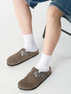 Mules Boston Concrete Gray en cuir BIRKENSTOCK