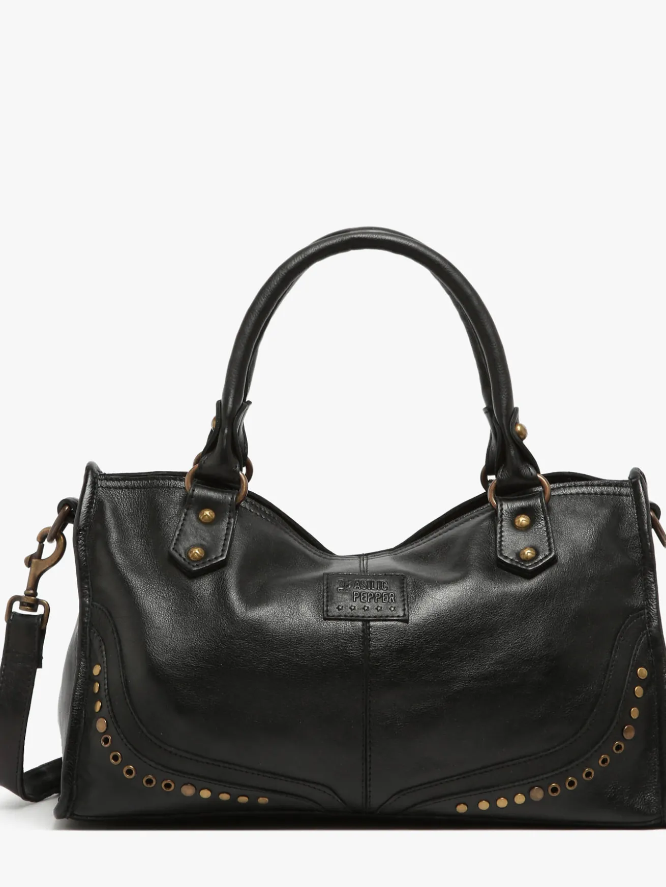 sac à main Glam eyelet cuir BASILIC PEPPER