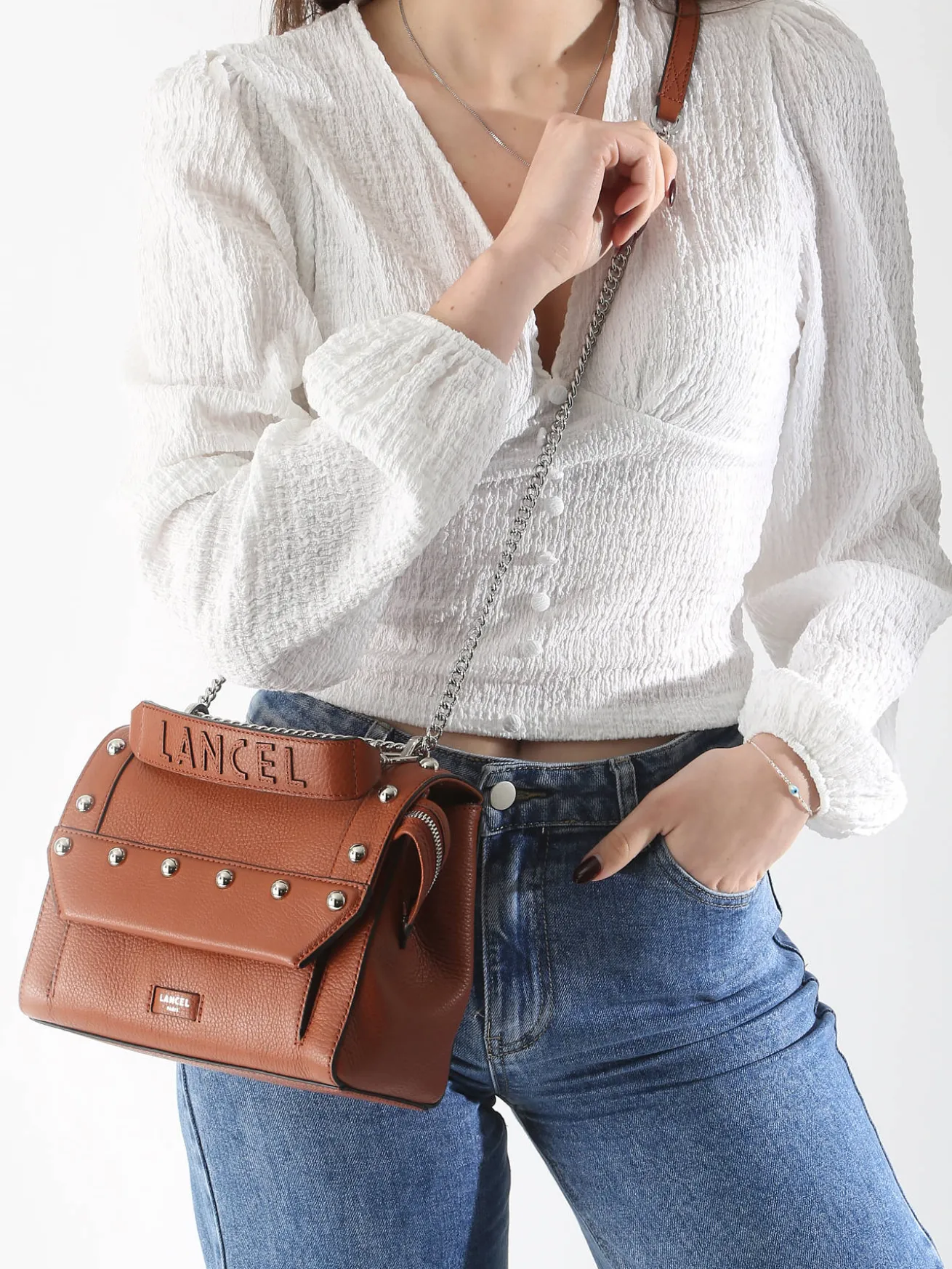 Sac à rabat M Ninon Rivets cuir LANCEL