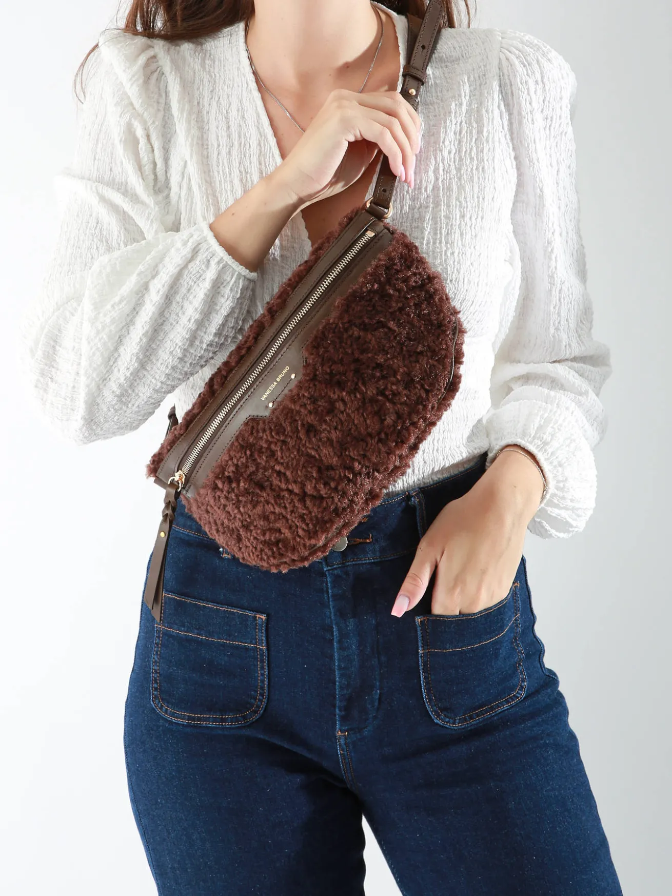 Sac banane Othilia cuir et shearling VANESSA BRUNO