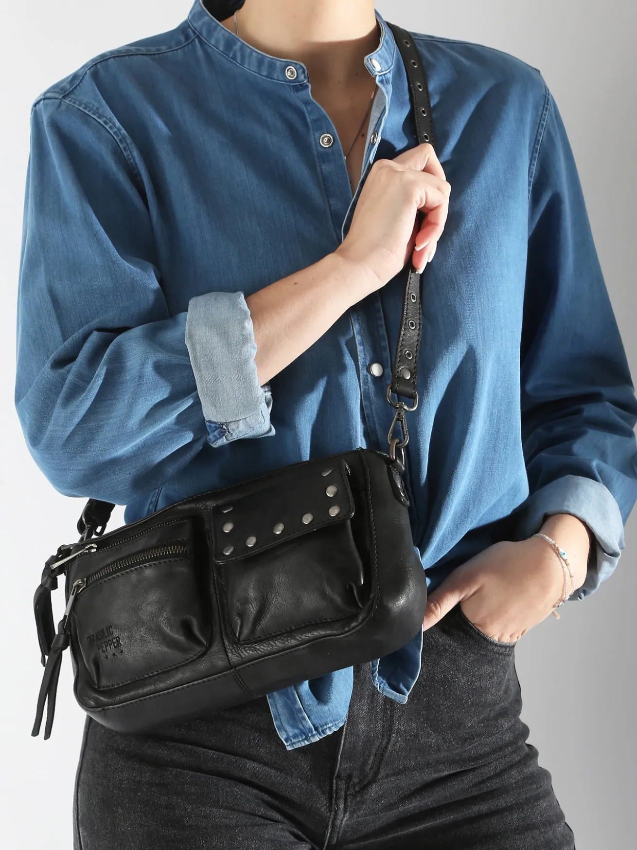 Sac bandoulière Barcelone cuir BASILIC PEPPER