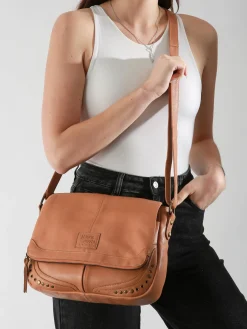 Sac bandoulière Glam eyelet cuir BASILIC PEPPER