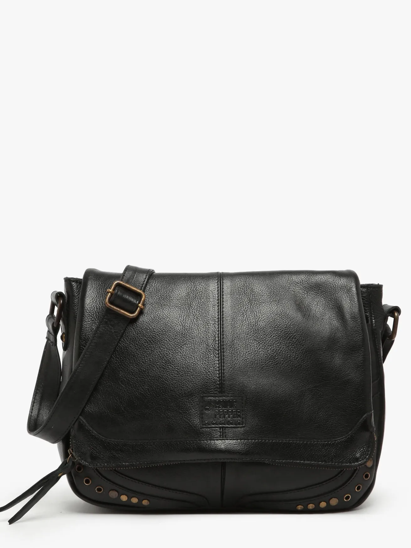 Sac bandoulière Glam eyelet cuir BASILIC PEPPER