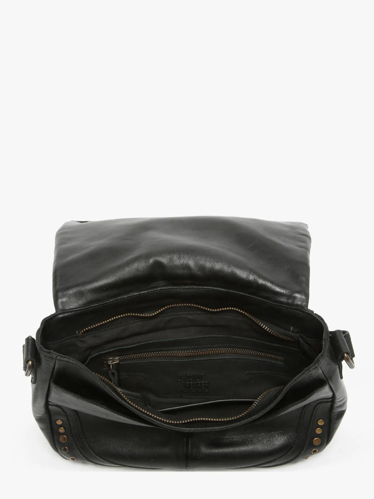 Sac bandoulière Glam eyelet cuir BASILIC PEPPER