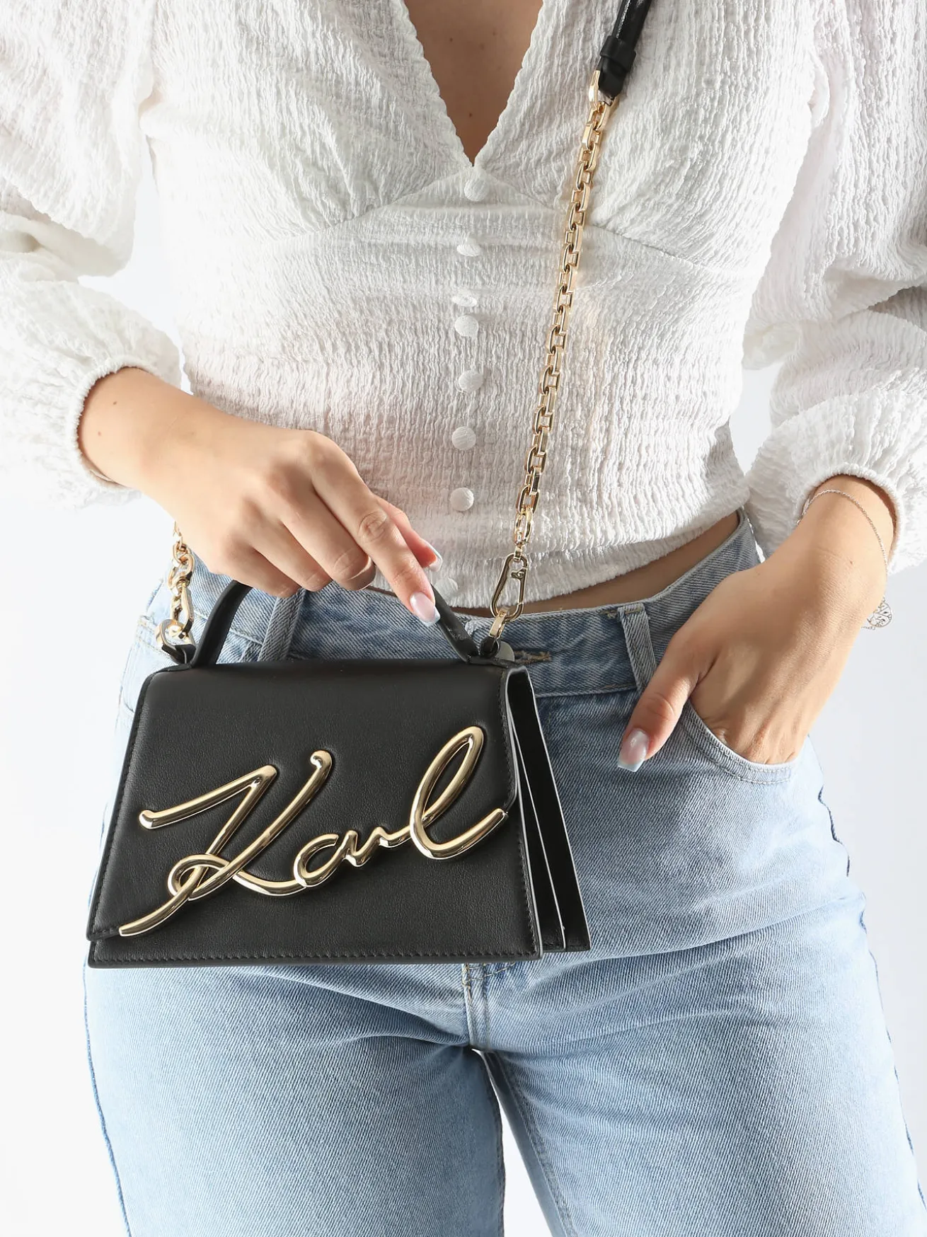 Sac bandoulière K signature cuir KARL LAGERFELD