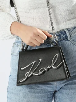 Sac bandoulière K signature cuir KARL LAGERFELD