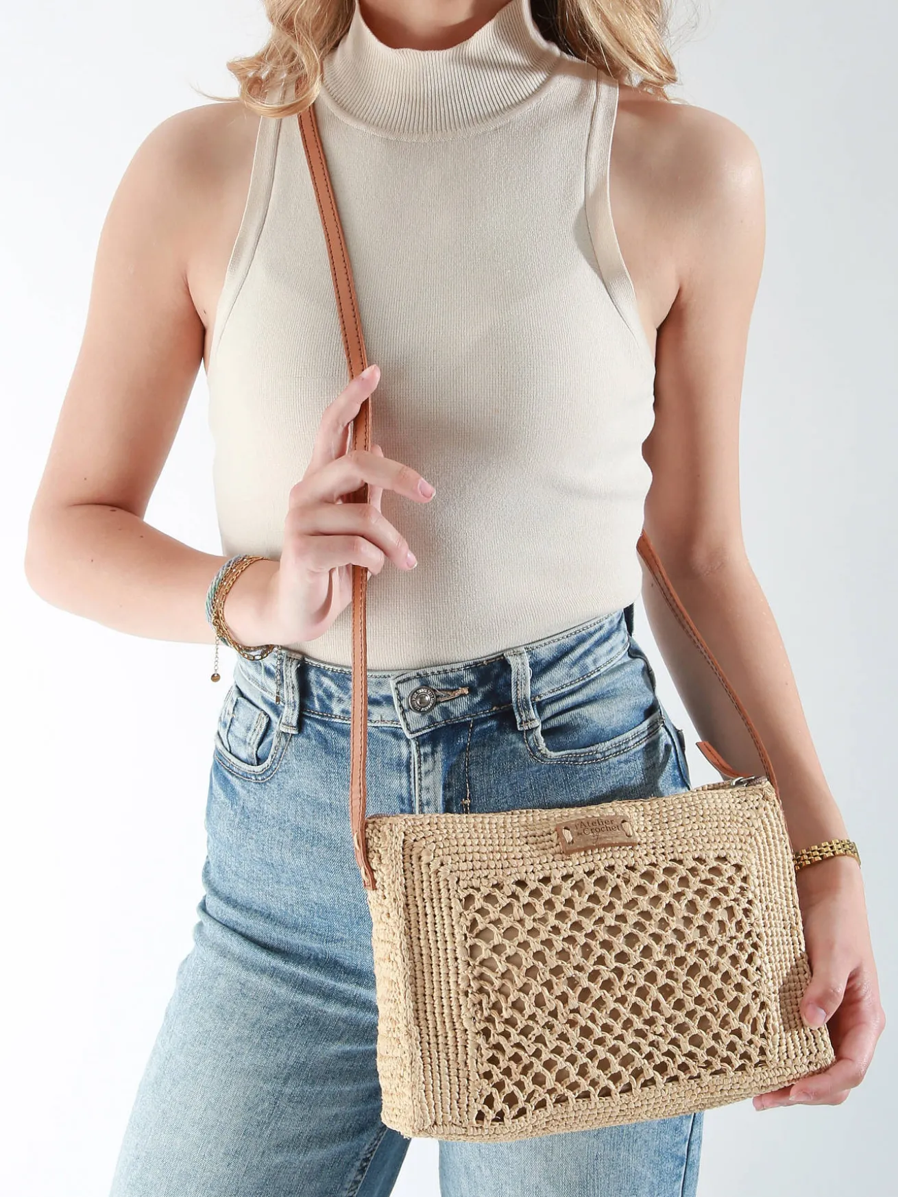 Sac bandoulière L'atelier du crochet raphia LE VOYAGE EN PANIER