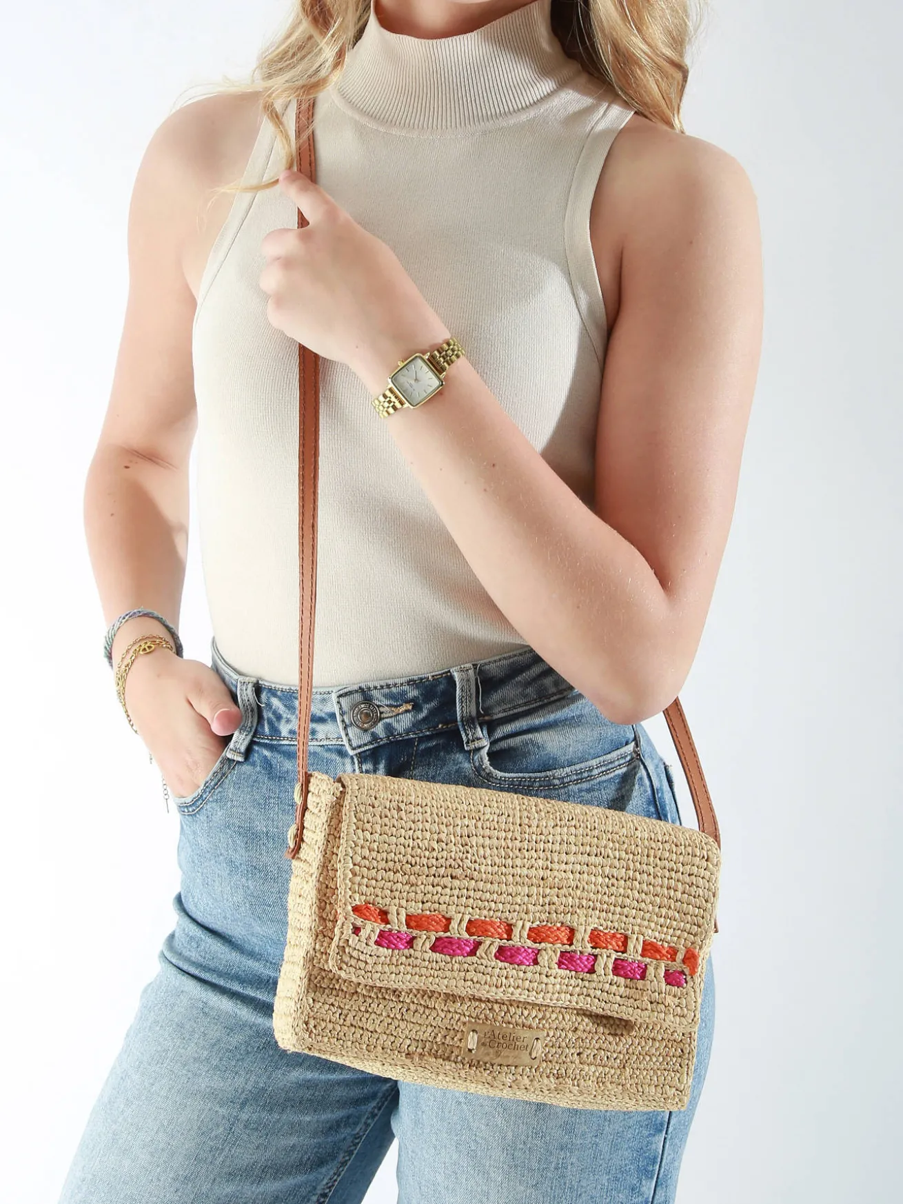 Sac bandoulière L'atelier du crochet raphia LE VOYAGE EN PANIER