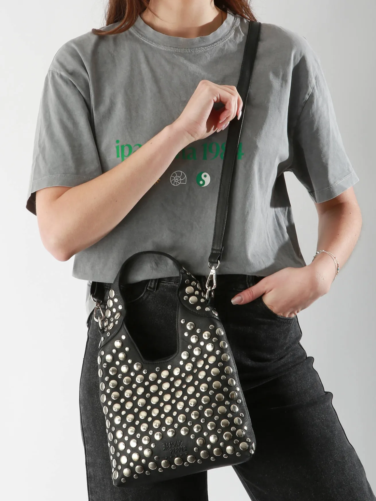 Sac bandoulière Memphis cuir BASILIC PEPPER