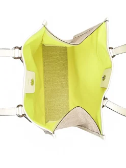 Sac Cabas d'été toile de jute et cuir LANCEL