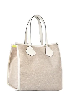 Sac Cabas d'été toile de jute et cuir LANCEL