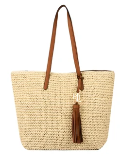Sac cabas Whitney en paille crochetée LAUREN RALPH LAUREN