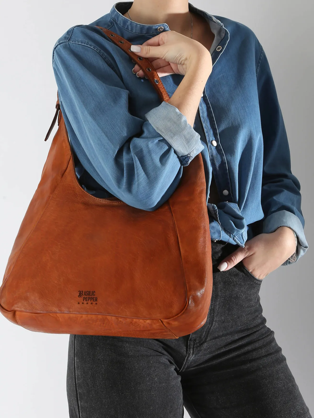 sac porté épaule Barcelone cuir BASILIC PEPPER