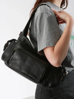 Sac porté épaule Cargo cuir BASILIC PEPPER
