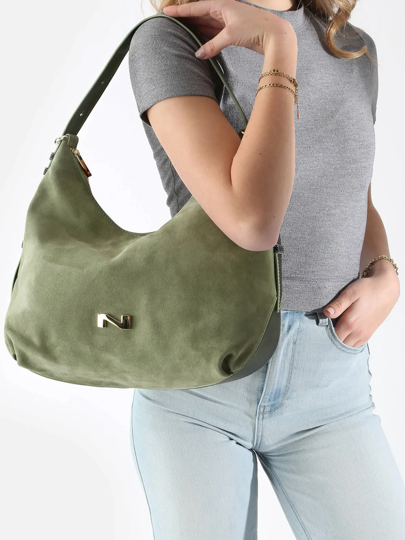 Sac porté épaule Carrie en cuir daim NATHAN BAUME