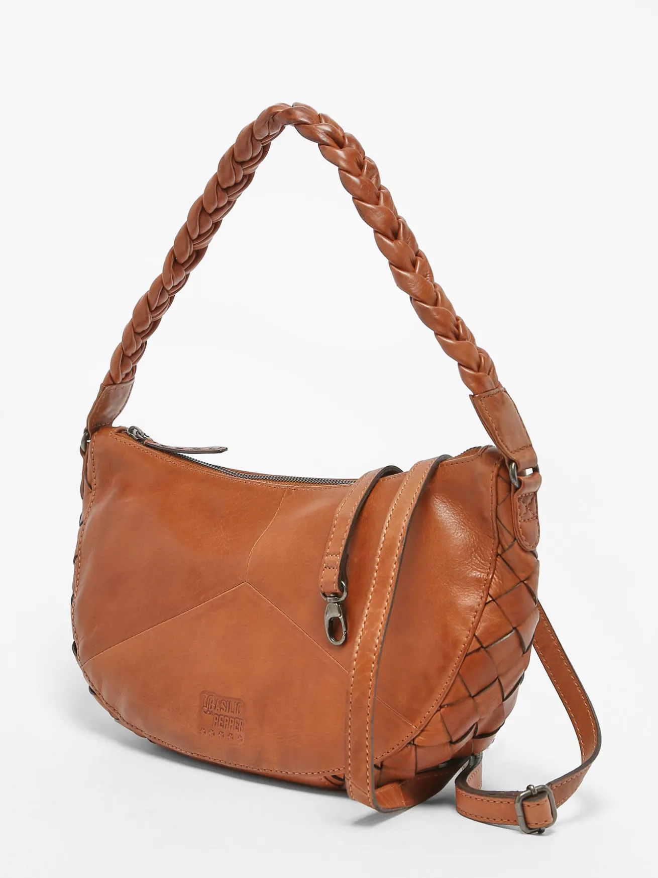 Sac porté épaule Obbo cuir BASILIC PEPPER
