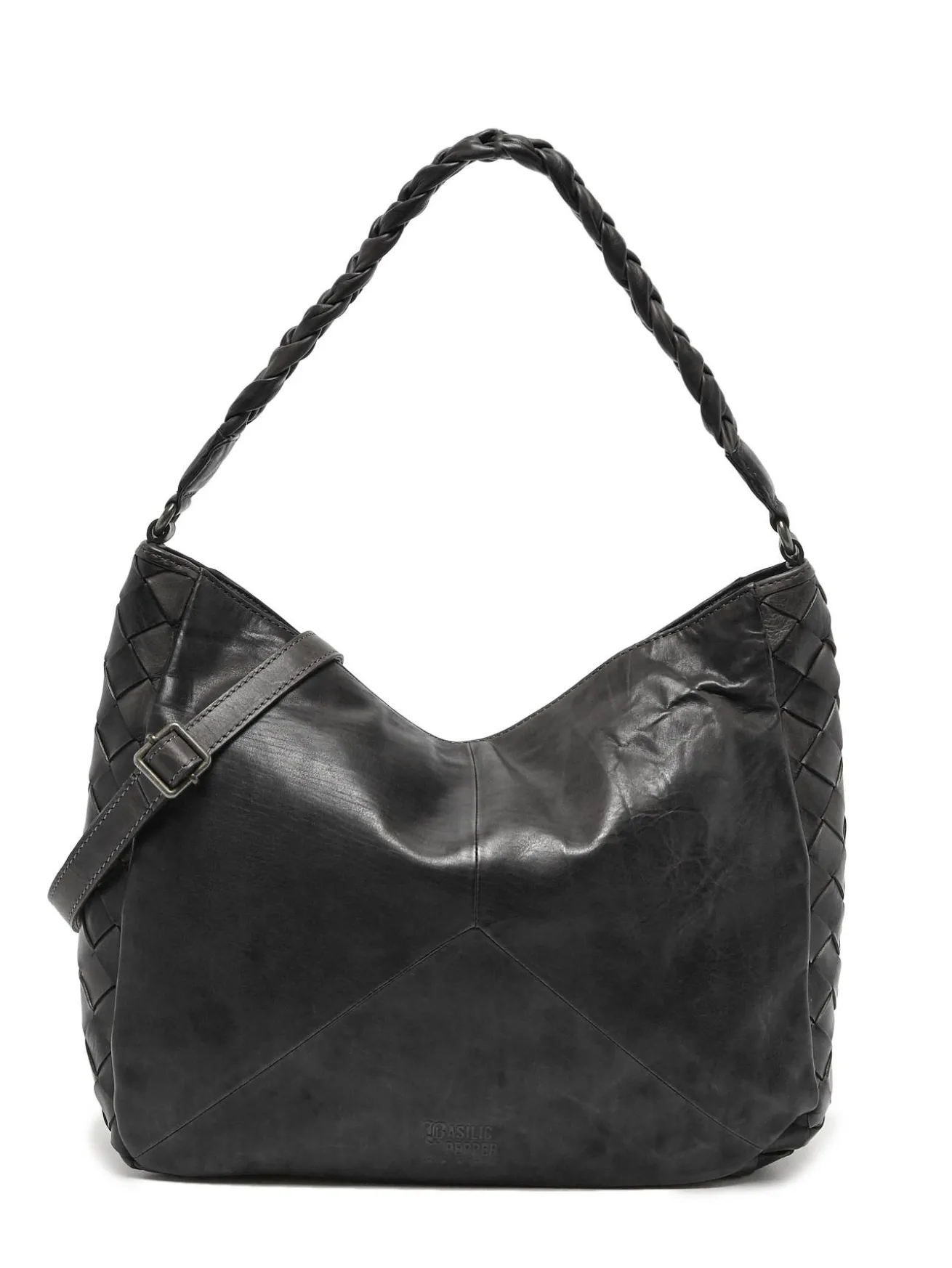 Sac porté épaule Obbo cuir BASILIC PEPPER