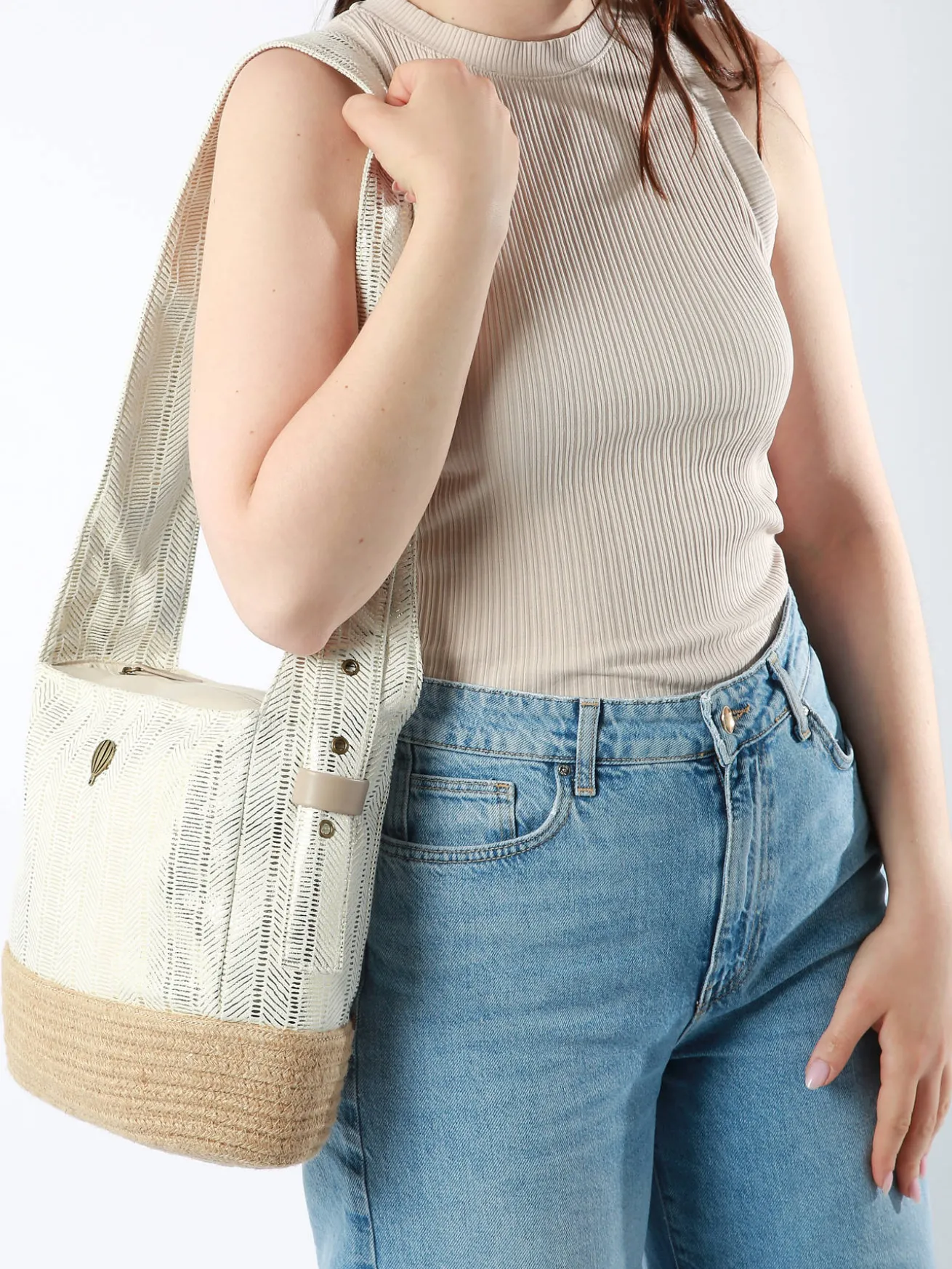 Sac shopping Guimauve LE VOYAGE EN PANIER