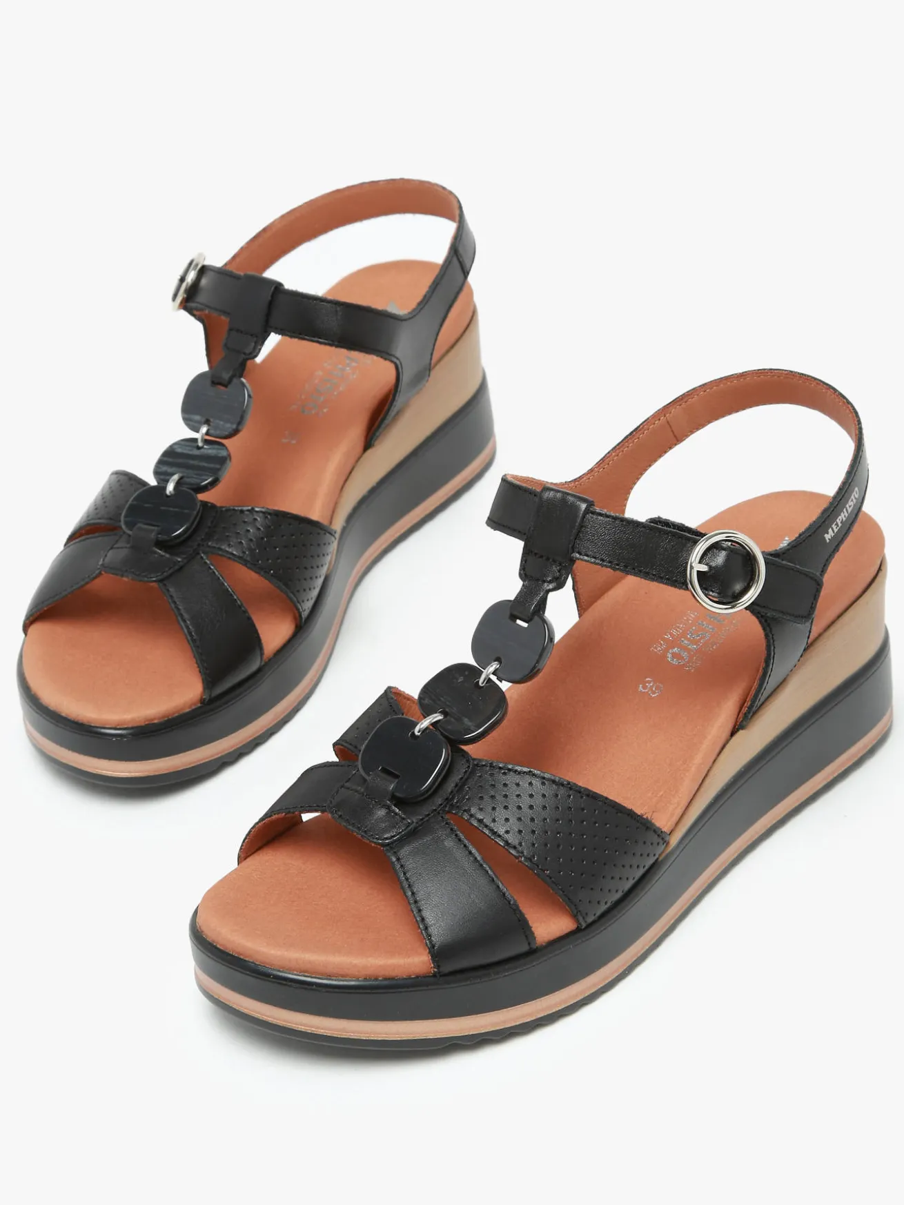 Sandales talon compensé en cuir MEPHISTO