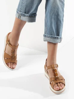 Sandales talon compensé en cuir MEPHISTO