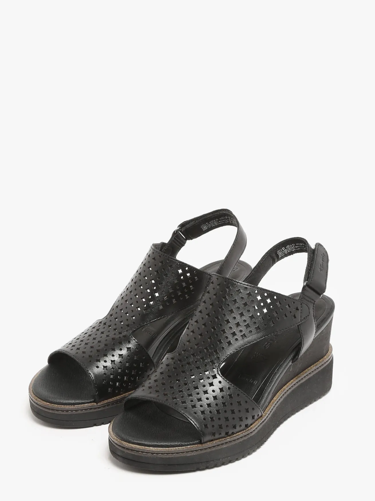 Sandales talon compensé en cuir TAMARIS