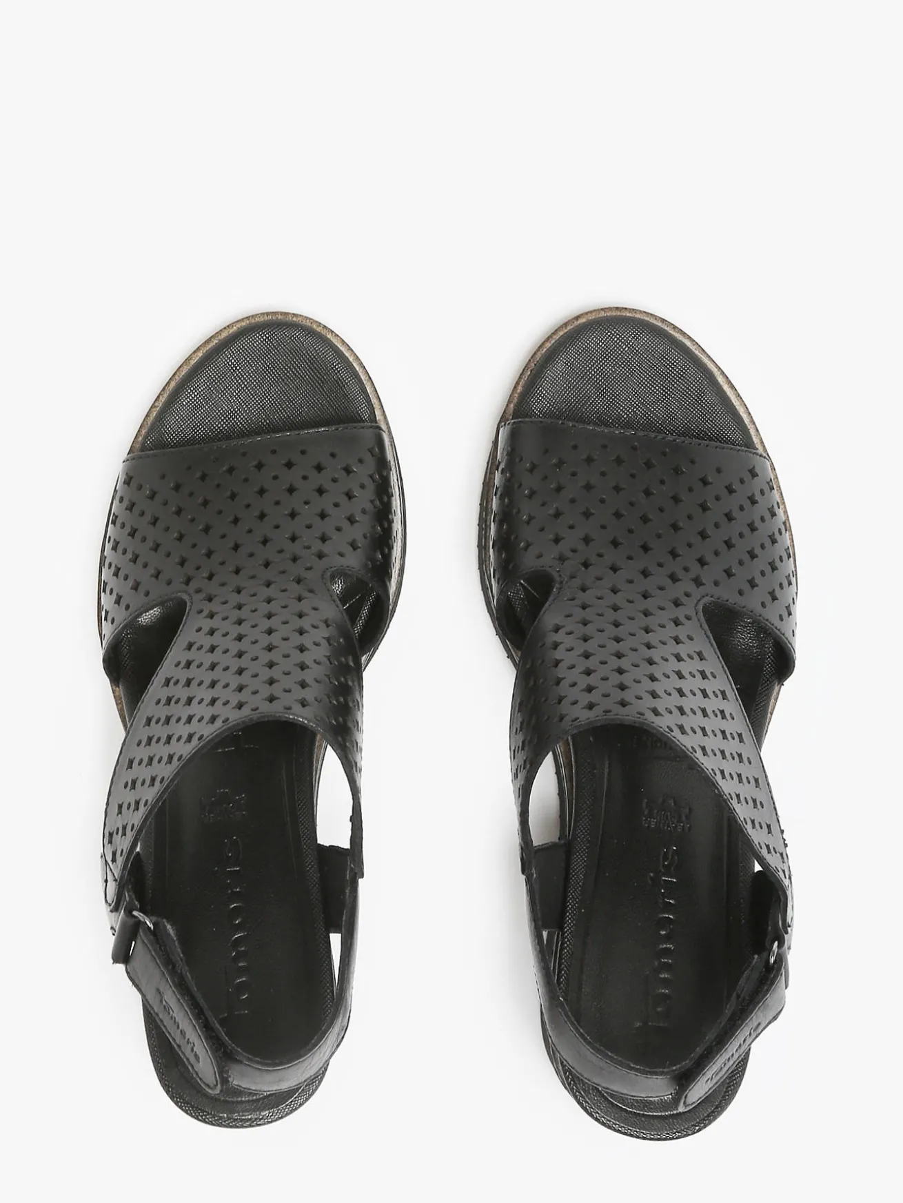 Sandales talon compensé en cuir TAMARIS