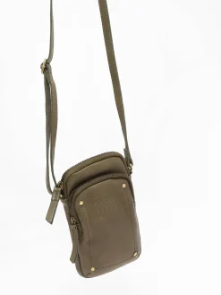 Étui téléphone et bandoulière cuir BASILIC PEPPER