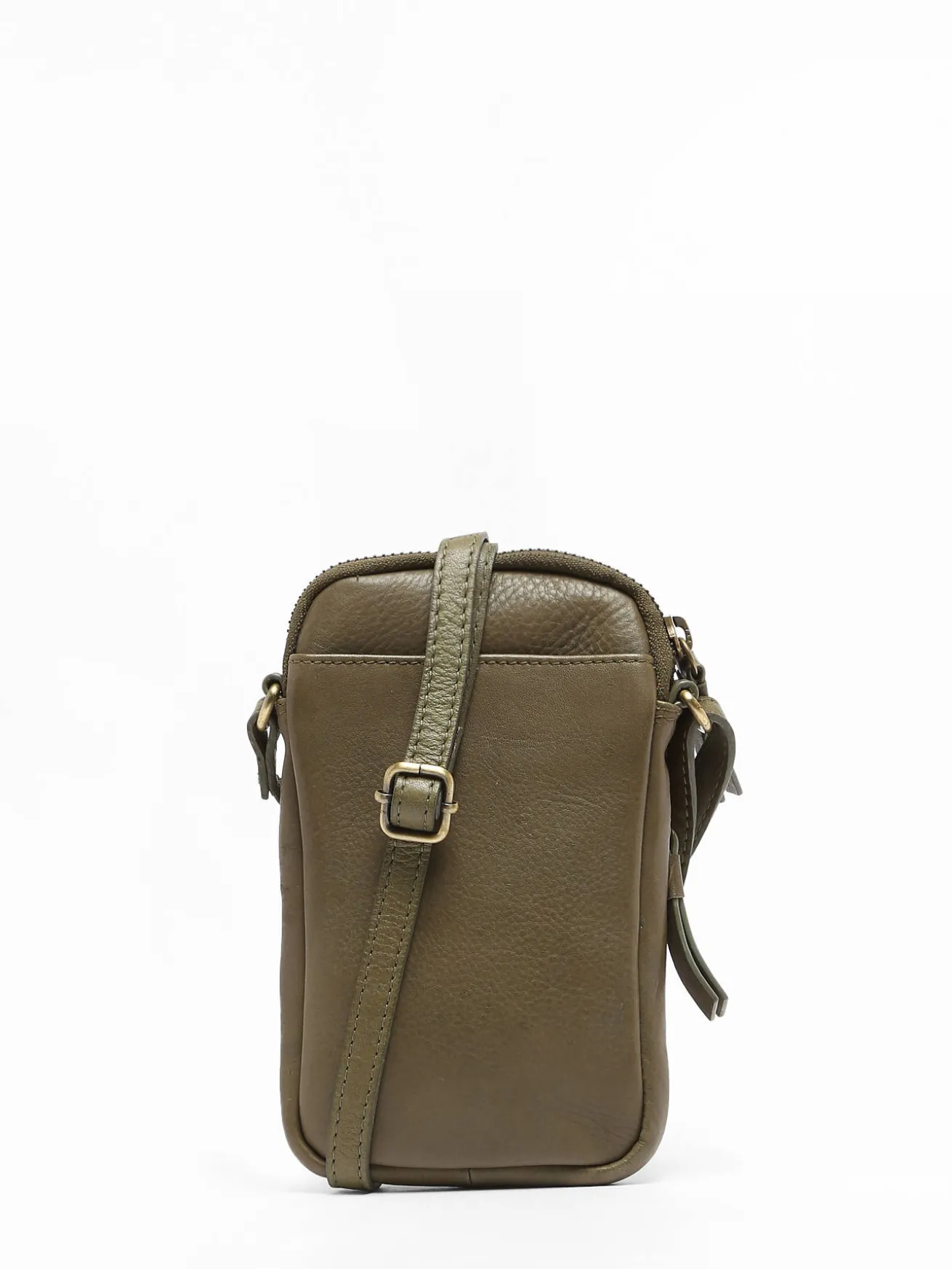 Étui téléphone et bandoulière cuir BASILIC PEPPER